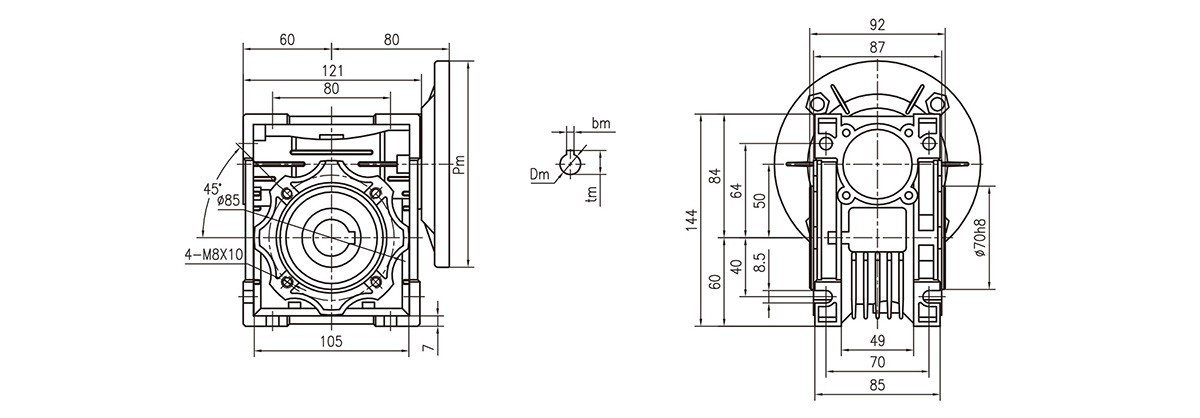 NMRV50 gearbox size NMRV50 gearbox size